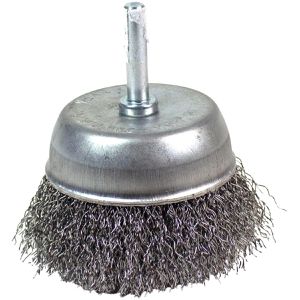 Nölle Drahtbürste 467150, Topfbürste Ø 50mm, für Bohrmaschine, Rundschaft, mit gewellten Borsten aus Stahl