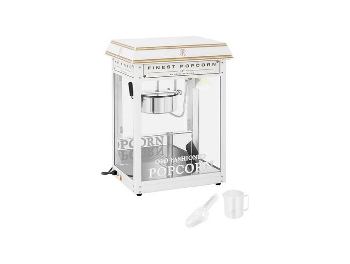 Royal Catering Popcornmaschine 5 kg/h Popcornmaker 1500 W weiß / golden Popcornautomat Beleuchtung