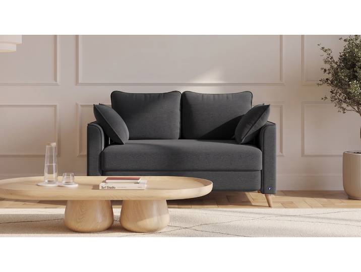 BRUNO Schlafsofa 120cm in Anthrazit Flow stabiles Massivholz & Boxspringkomfort