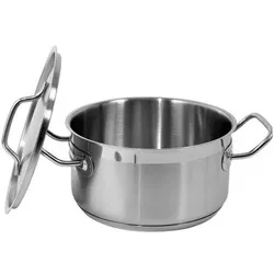 Yato NIEDRIGE TASSE mit EDELSTAHLDECKEL, 20X10,5 CM 3,3L, Pfanne + Kochtopf, Silber