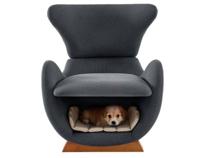Fauteuil de salon canapé 1 place pour animaux design requin-baleine 66x69x76 cm tissu anti-griffures durable