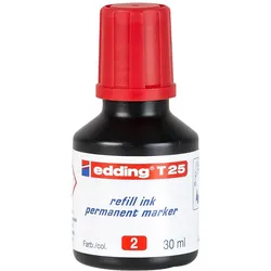 Edding, Ersatzpatronen + Tintenfass, T25 Highlighter Refill Rot 30 ml (Rot, 1 Stk.)