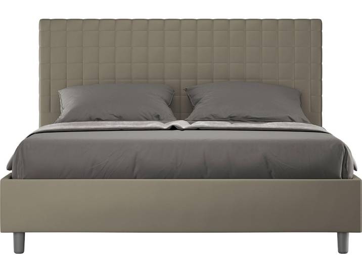 ITYHOME - Lit double avec sommier rembourré 140x200 similicuir cappuccino Sunny