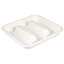MONOUSO - Behälter aus Zuckerrohr für Tacos Weiß 18,5x18,5cm (50 Stück)