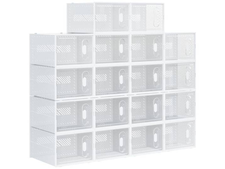 Meuble de rangement modulable 18 cubes blanc et transparent pour chaussures et vêtements