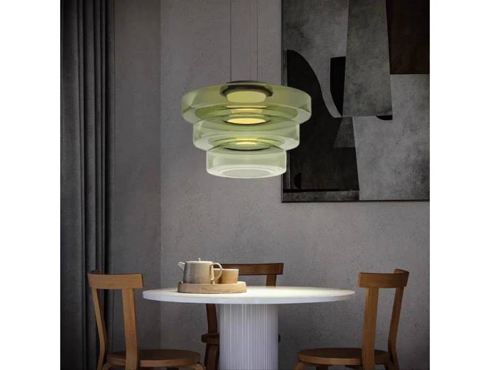 Niveaux série suspension led ronde verre lumière suspendue vert orange lampe cuisine île bar salon chambre salle à manger lampe
