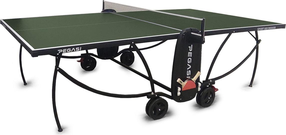 Pegasi Tischtennisplatte 800 - Tischtennisplatte Indoor - Faltbare Tischtennistisch - Klappbar - Original Tischtennistisch - Mit Rädern - Beweglich - Grün