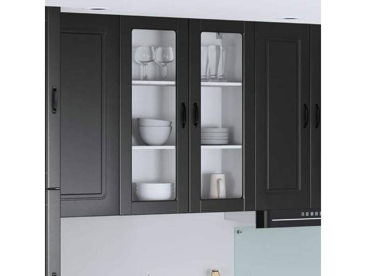 Cabinet en Cabinet de cuisine 1 PC Buffet vaisselier verre - noir - 80 x 31 x 100 cm@hae26v