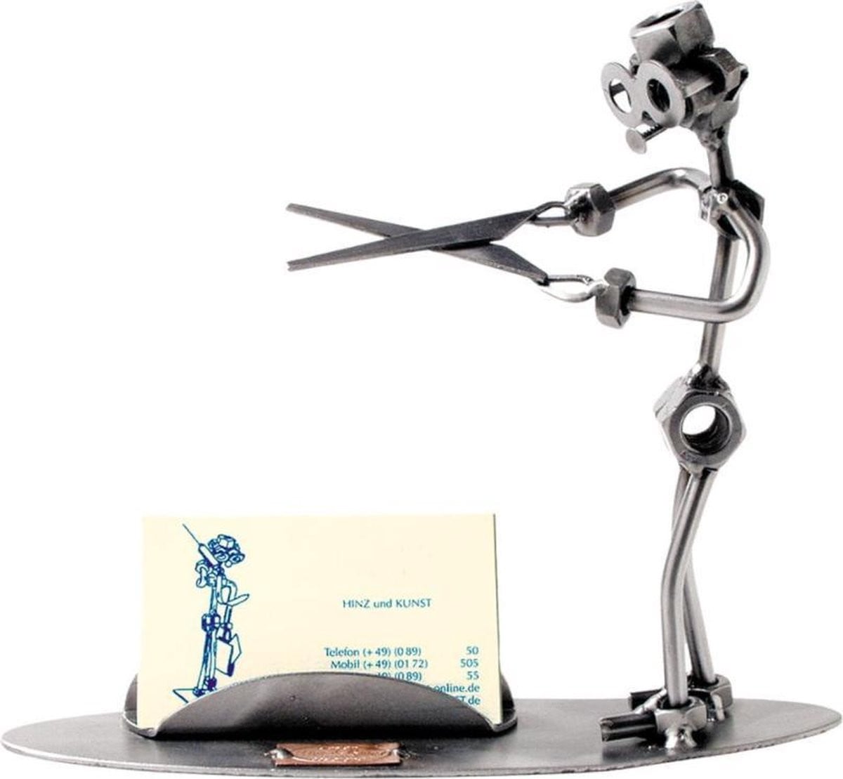 Hinz & Kunst smeedwerkfiguur kapper visitekaartje voor op tafel