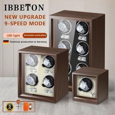 Inspired Finds IBBETON EleganceWood Automatic Watch Winder 2, 4, Or 6 Slots With Mabuchi Motor quad Watch Winder Wood Finish