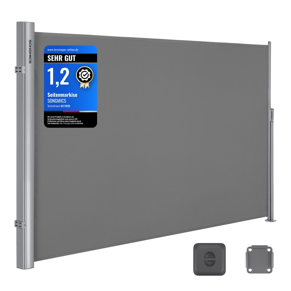 SONGMICS Seitenmarkise ausziehbar grau B34GSA185G01