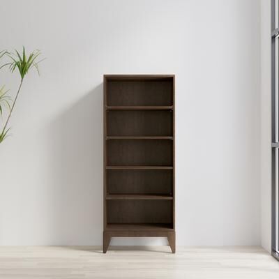 "WYNDENHALL Pearson SOLID HARDWOOD 66 x 24 inch Modern 5 Shelf Bookcase in Walnut Brown - 16 ""d x 24"" w x 66"" h"