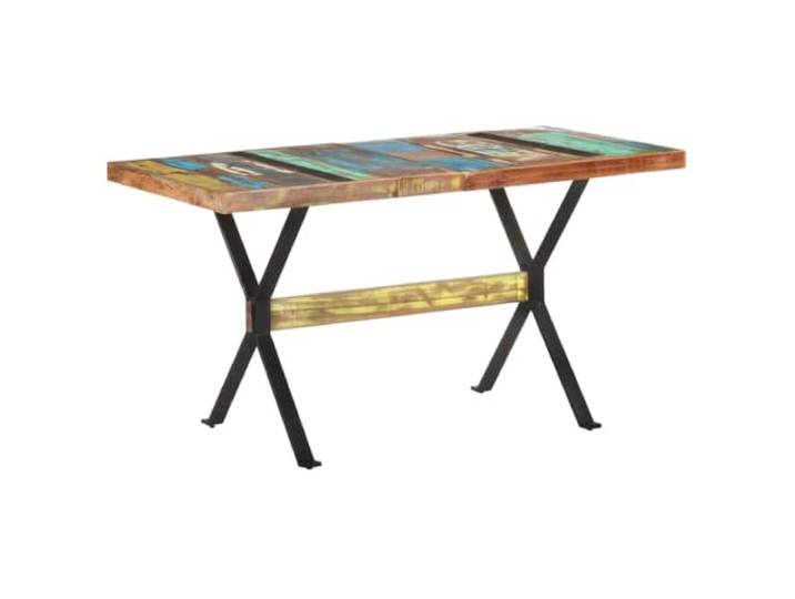 Todiikf Esstisch 140x70x76 cm Massivholz Recycelt Küchentisch Industrial Rustikaler Holz-Esstisch für Esszimmer und Küche, gefertigt aus Altholz Unikat mit robusten schwarzen Stahlbeinen.