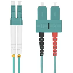 helos LWL OM3 Patchkabel Duplex LSZH 3,0mm LC/SC aqua 15,0m