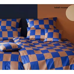 Elegante Mako-Satin Bettwäsche Plenty - 135x200 cm + 40x80 cm	kobalt-mousse