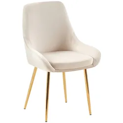 CLP Esszimmerstuhl Elmira Samt gold   Farbe: creme, Material Gestell: Metall gold