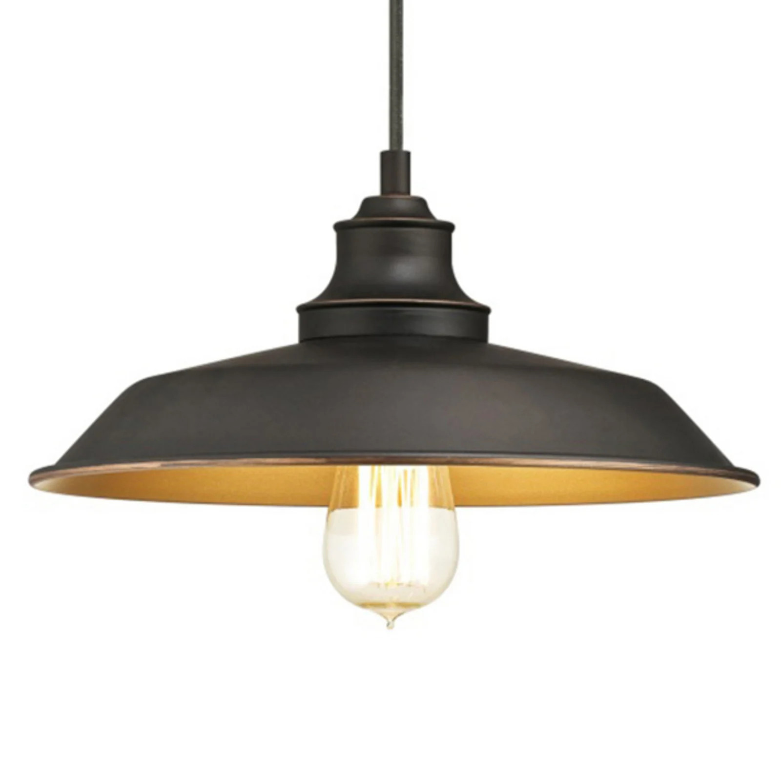 Westinghouse Hanglamp Iron Hill, zwart, metaal, E27, Vintage/Retro stijl