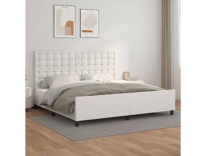 Kunstleder Höhenverstellbar Bettgestell mit Kopfteil Weiß 200x200 cm Bettgestell mit Kopfteil Weiß 200x200 cm Kunstleder Polsterbett höhenverstellbar mit Stützbeinen stabil