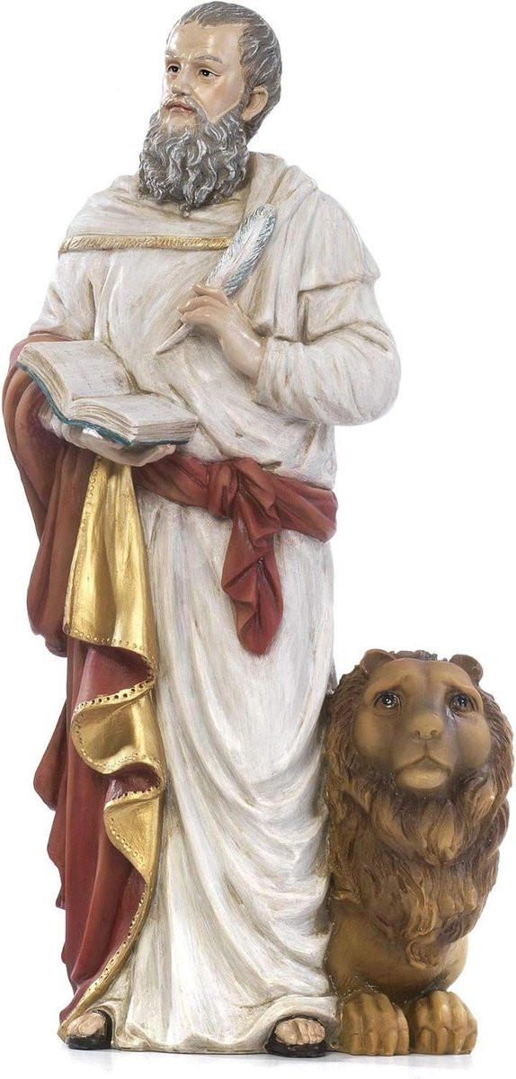 San Marco Evangelista Beeld - Hars Religieus Decoratiebeeldje - Hoogte: 20 cm