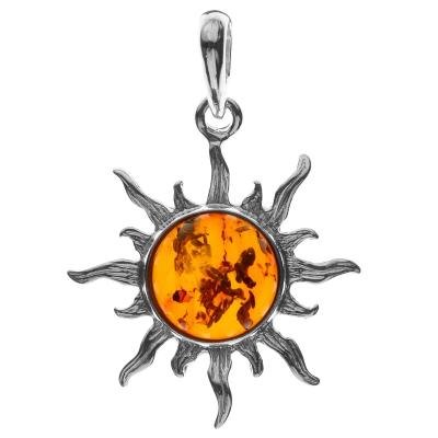 Kettenanhänger OSTSEE-SCHMUCK "- Sonne 30 mm - Silber 925/000 - Bernstein" Gr. 40, silber (silber 925, silberfarben, weiß), Schmuckanhänger, Damen, Silber 925 (Sterlingsilber), Kettenanhänger