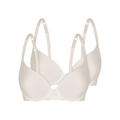 Schalen-BH SASSA "2er Pack Schalen-BH Bamboo Jacquard", Damen, Gr. 75, Cup B, beige (ivory), Obermaterial: 90% Viskose CV. 10% Elasthan EL., BHs Schalen-BH