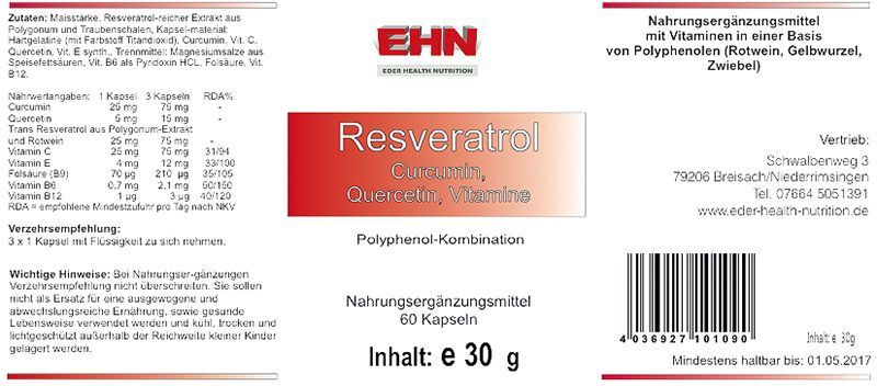 EDER Health Nutrition Resveratrol Kapseln 60 St