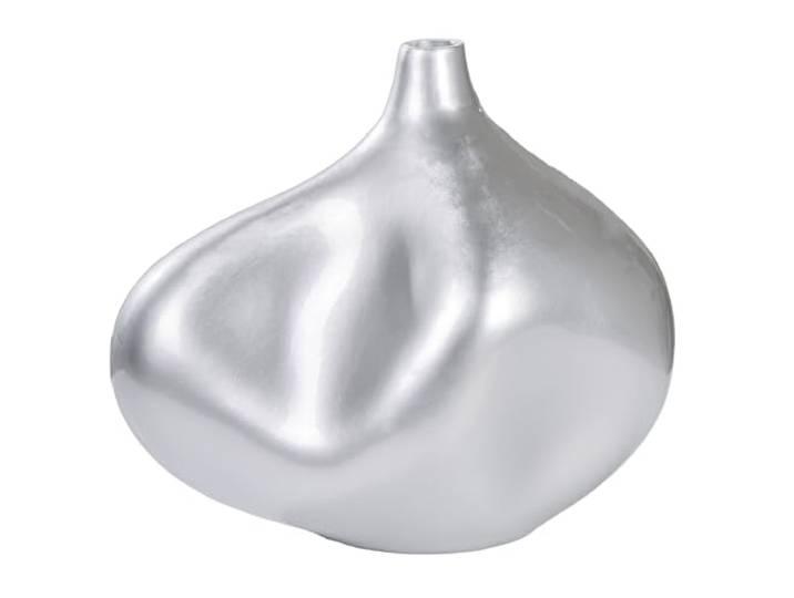 GILDE Vase Jolie en résine synthétique - Aspect métallique - Forme Organique - Argenté - Hauteur : 34 cm - Largeur : 37 cm