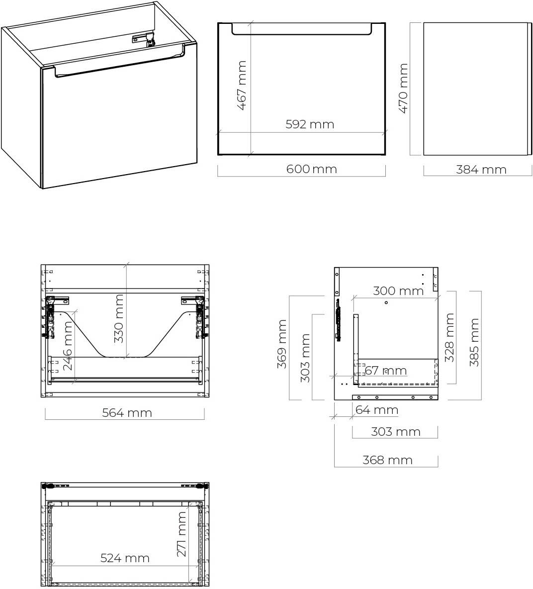 OLTENS Jog Waschtischunterschrank 60 x 47 cm, Badmöbel, 60000000,