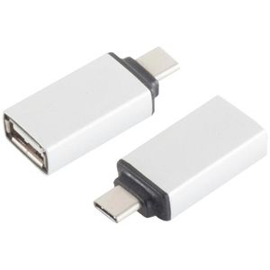 S-Conn USB-Adapter 14-05016, silber, USB-A Buchse auf USB-C Stecker, USB 2.0