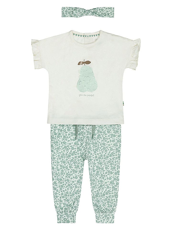 Dirkje 3tlg. Outfit in Creme/ Türkis - 98