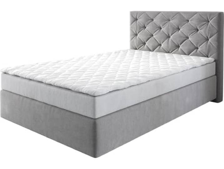 DELIFE Boxspringbett Dream-Great Mikrofaser Grau 120x200 cm mit Matratze und Topper