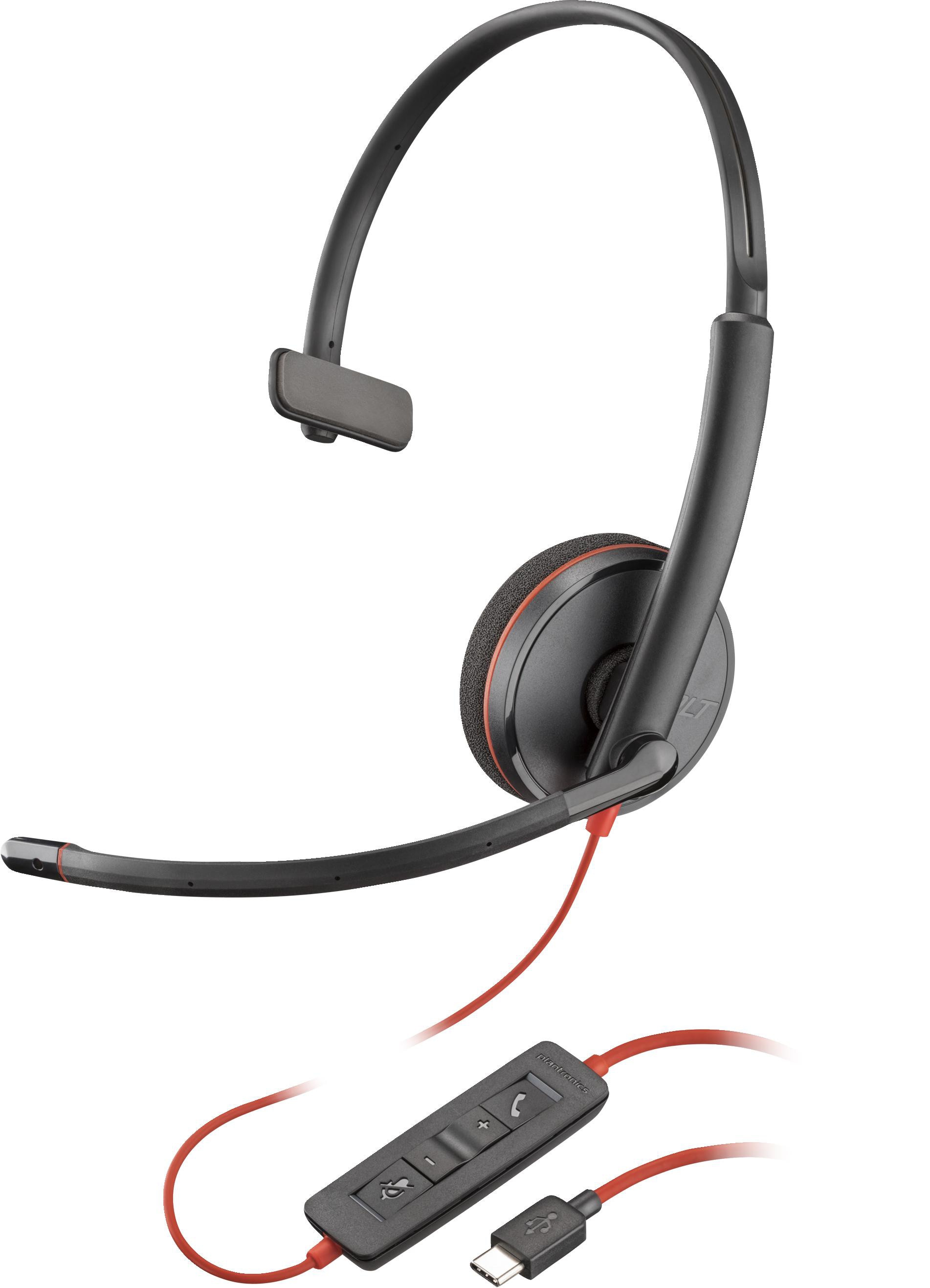 Poly Blackwire 3210 Monaural USB-C Headset +USB-C/A Adapter (Bulk)