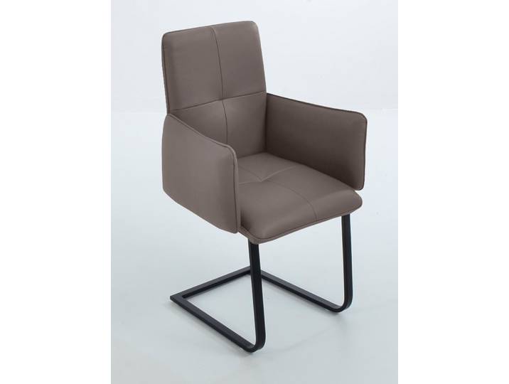 Freischwinger K+W KOMFORT & WOHNEN 6502 , grau (delfin, schwarz), B:61cm H:90cm T:62cm, Stühle, Freischwinger, Freischwinger mit Armlehnen, Flachstahlkufe in schwarz