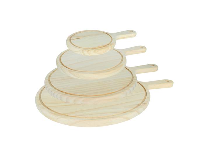 Krumble Serveerplank rond - Set van 4 - Hout