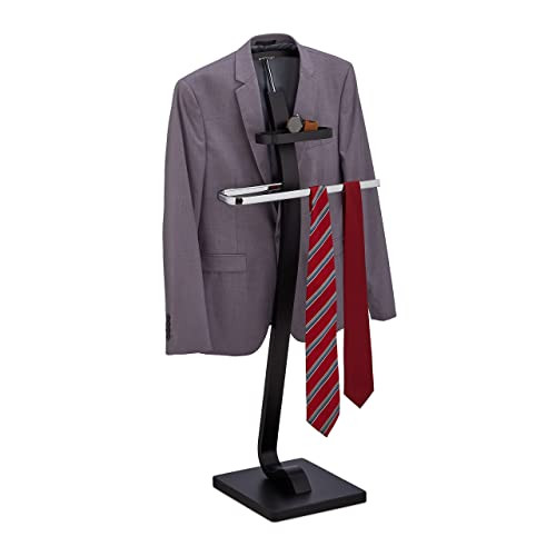 Relaxdays Dressboy voor pakken en broeken, zwart/zilver