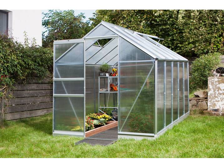 Gewächshaus VITAVIA Apollo 5000 , silber (silberfarben), B:194cm T:263cm, Gewächshäuser, Gewächshaus