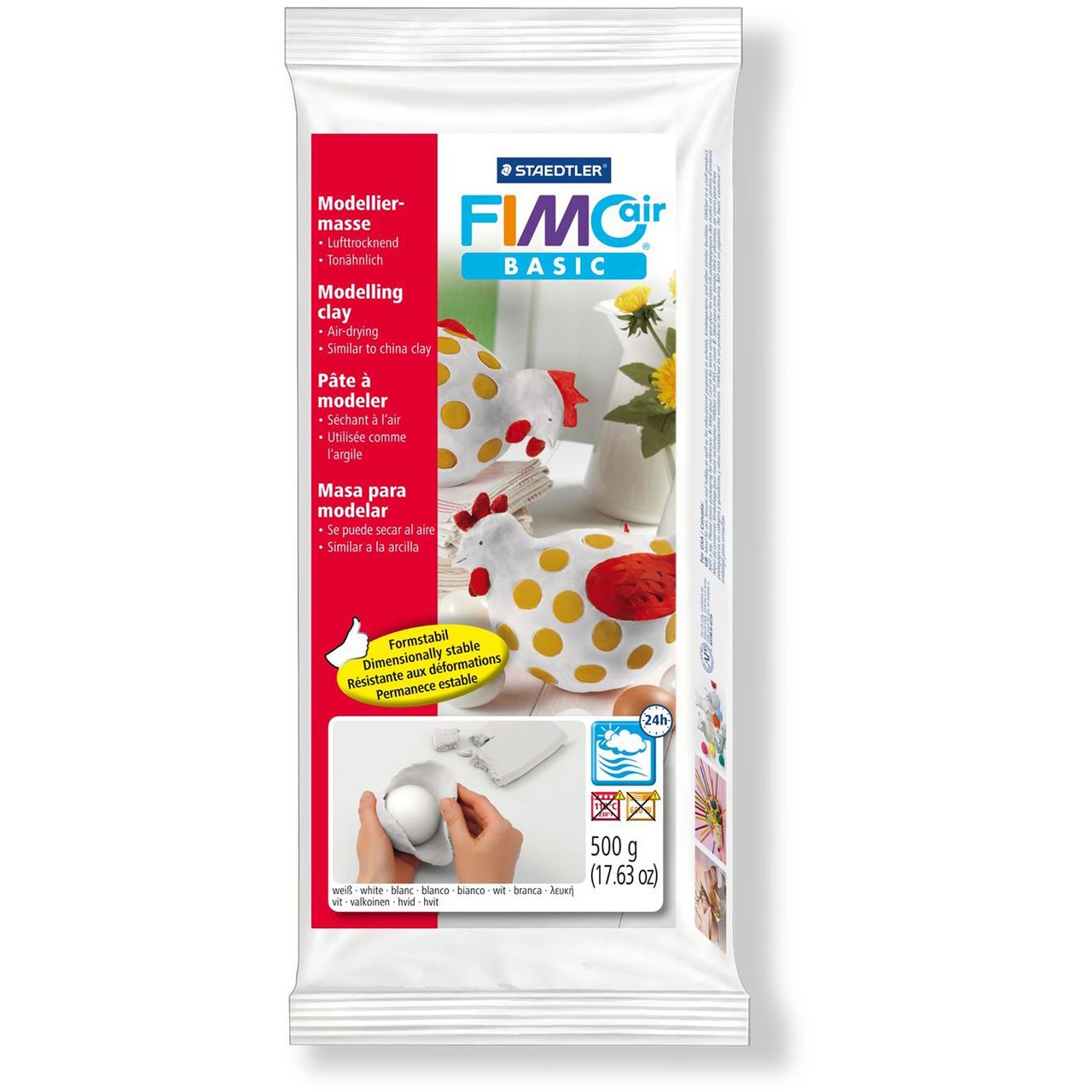 FIMO air BASIC Modelliermasse, lufthärtend, weiß, 500 g