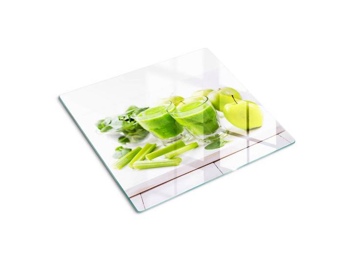 Tulup Glasplatte 60x52 cm Grüner Cocktail, Glas, 60x0.4x52 cm, Küchen, Küchenelektrogeräte, Herde, Herdabdeckplatten