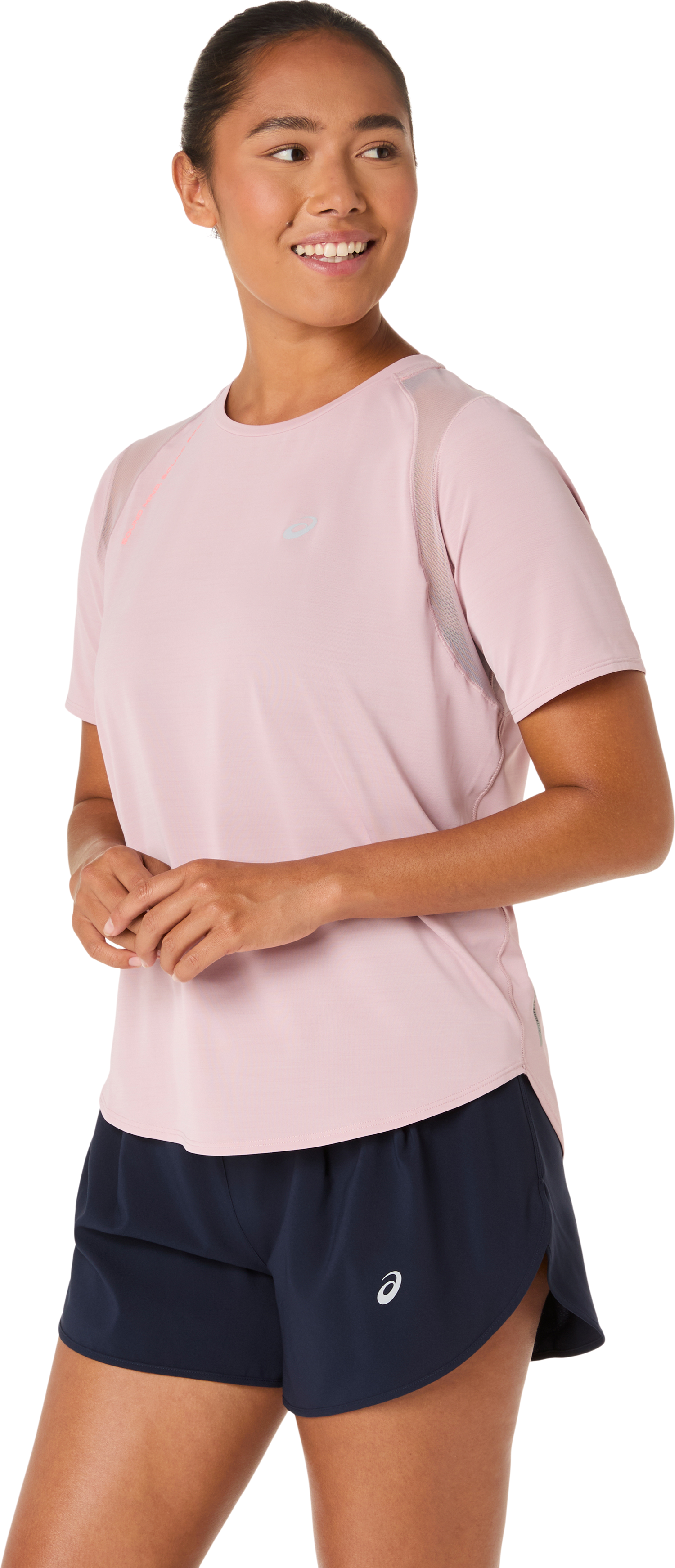 Laufshirt ASICS "ROAD SS TOP", Damen, Gr. M, rosa (morganite), Obermaterial: 94% Polyester, 6% Elasthan, Shirts Laufshirt, ACTIBREEZE™ Technologie, Atmungsaktiv, Reflektierend morganite M