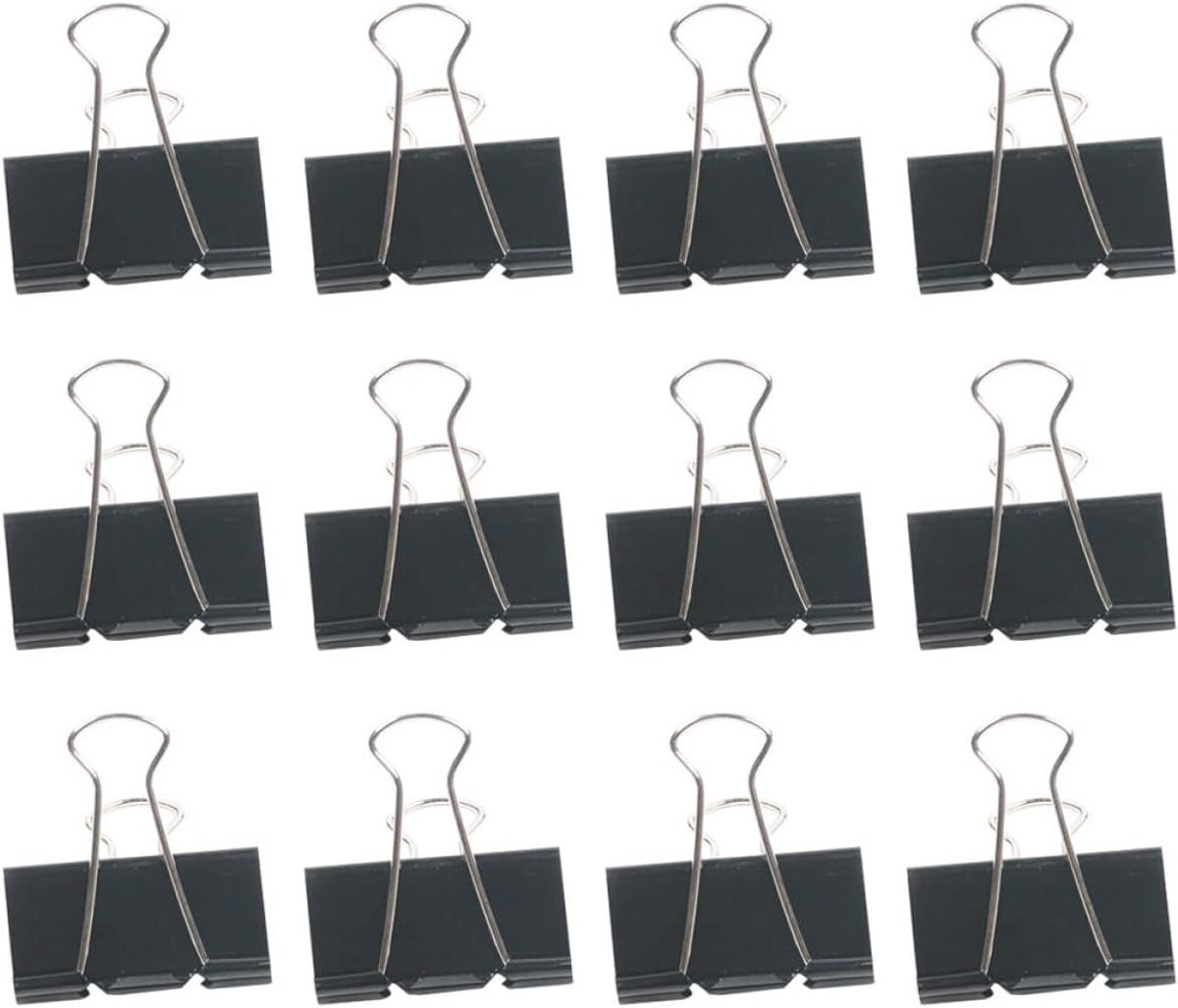 Set van 12 zwarte metalen document- en fotoklemmen voor tekenborden en kunstbenodigdheden