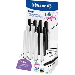 Pelikan, Schreibstifte, Twist Calligraphy mit 12 Füllern für R und L (Schwarz, Weiss, 12x)