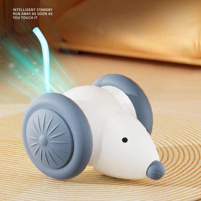 Uplifted Finds Interactive Electric Cat Mouse Car Rechargeable Automatic Teaser Toy white