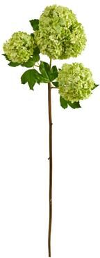Nearly Natural "33"" Snowball Hydrangea Artificial Flower (Set of 2)"