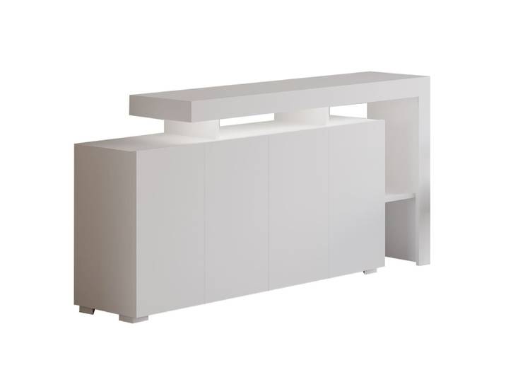 Buffet lumineux 4 portes avec niches ouvertes blanc