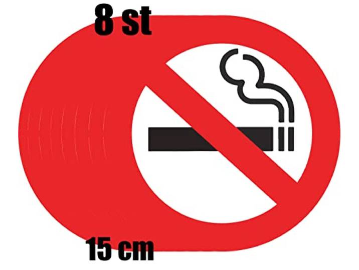 8 stuks verboden roken stickers Ø 15 cm rond met UV-bescherming waarschuwingsteken voor buiten en binnen verbodstekens roken niet toegestaan sigaretten