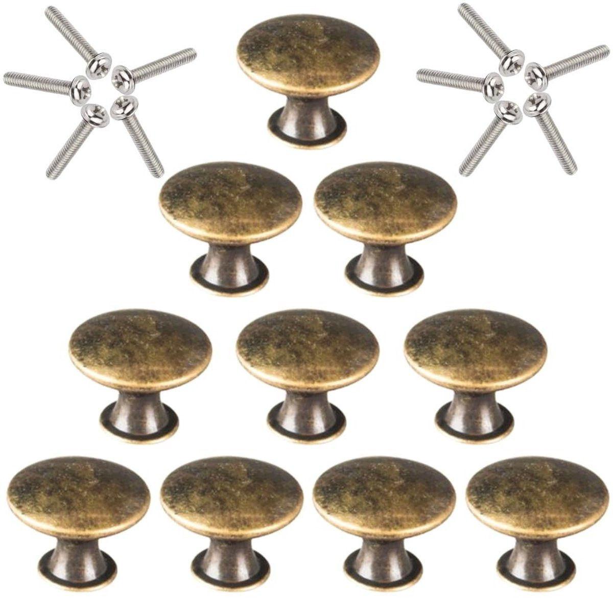 Dailygoods Ladeknoppen 10 Stuks - Vintage Kastknoppen - Antiek Brons - Ronde Deurgrepen - 30 x 22 mm