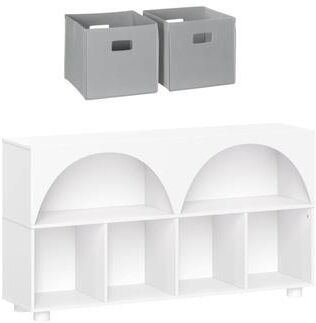 RiverRidge Home "RiverRidge Kids Curve Appeal 46"" Bookcase with 4 Cubbies and Arched Design -Bookshelf Toy Storage Organizer -White/Optional Bins"