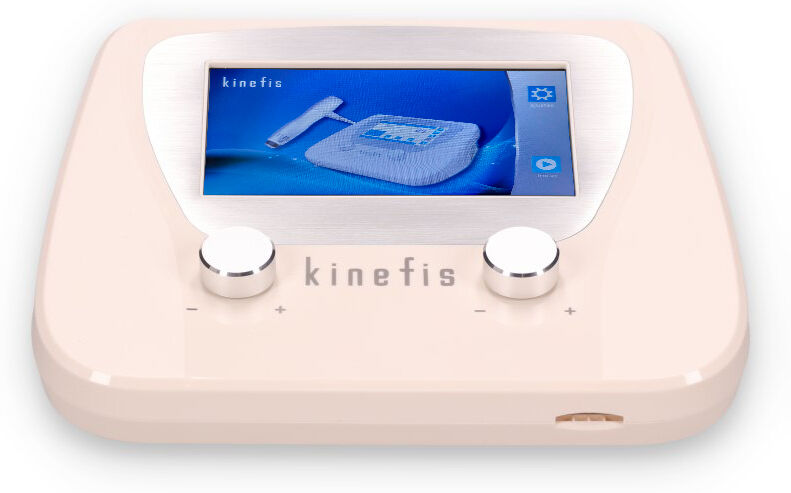 Ondas de choque radial Kinefis Plus: Portátil, com acelerador electromagnético e pedal mãos livres. Mala de transporte de presente