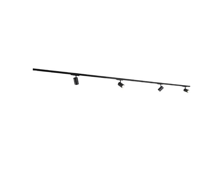 Système sur rail moderne triphasé noir avec 4 spots 3000-4000K -