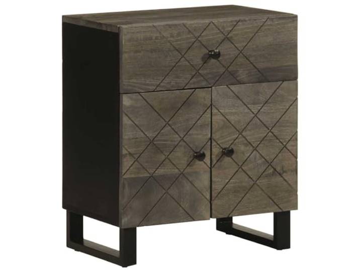 HEFZGDB Nachttisch Schwarz 50x33x60 cm Massivholz Mango mit Metallbeinen und praktischer Tür für Stauraum